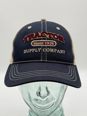 Tractor Supply Co TSC Hat Cap One Size Adjust Trucker Blue Strapback Mesh Back